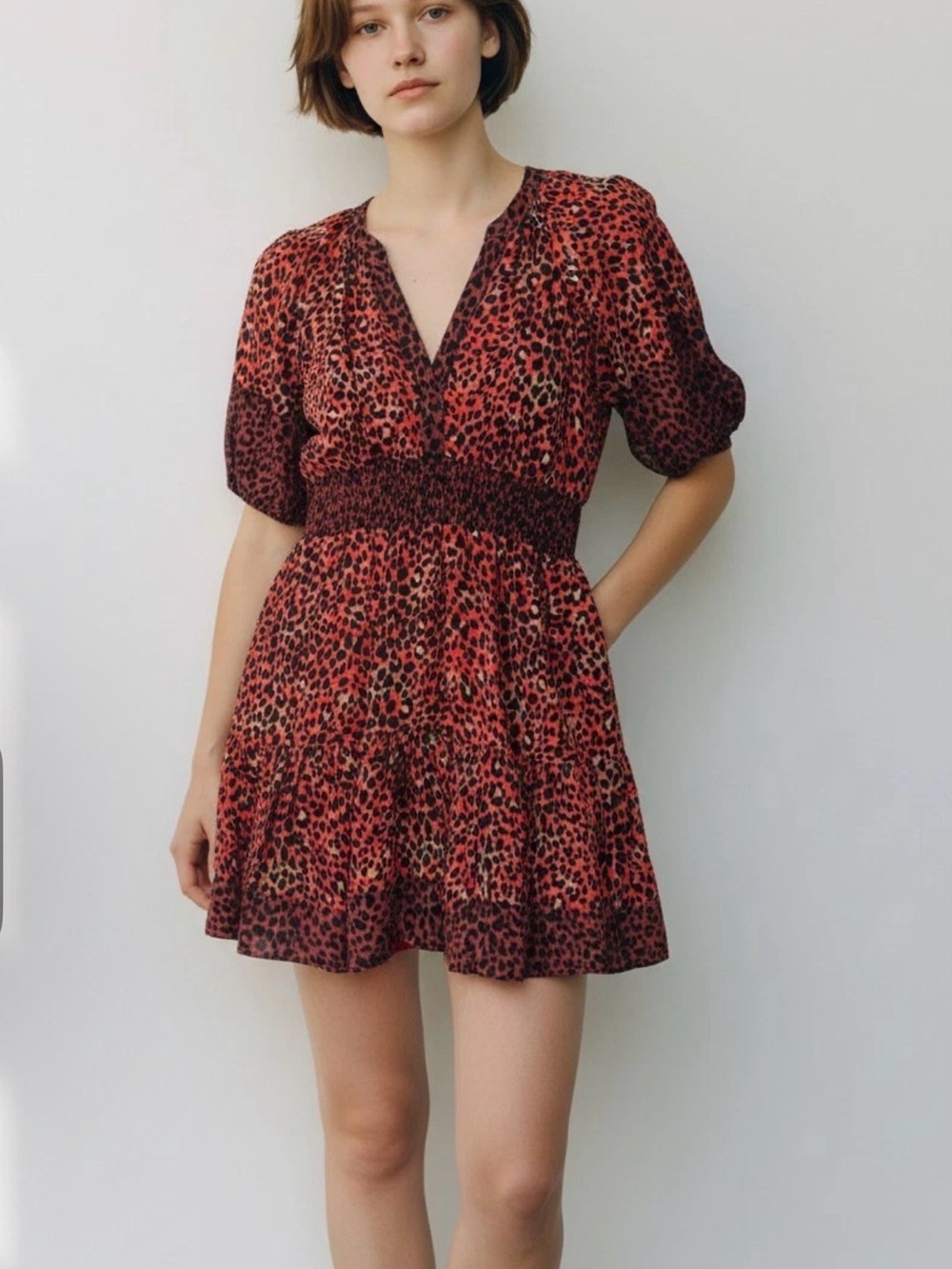 Betsey Johnson Cotton Mini Dress Size XL Leopard Print Punk Retro